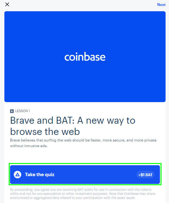 Coinbase Earn odpowiedzi na pytania BAT